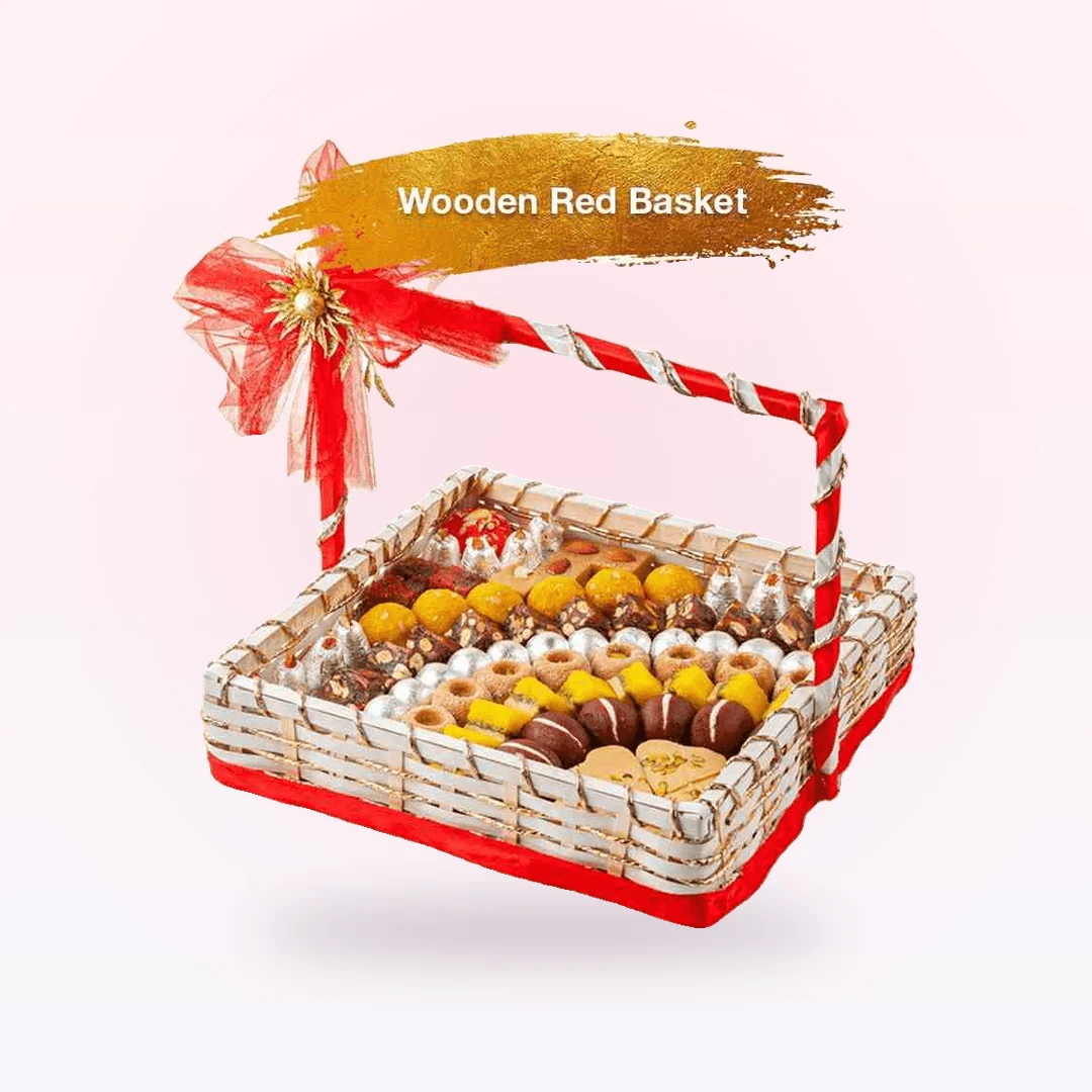 Red Wooden Mithai Basket