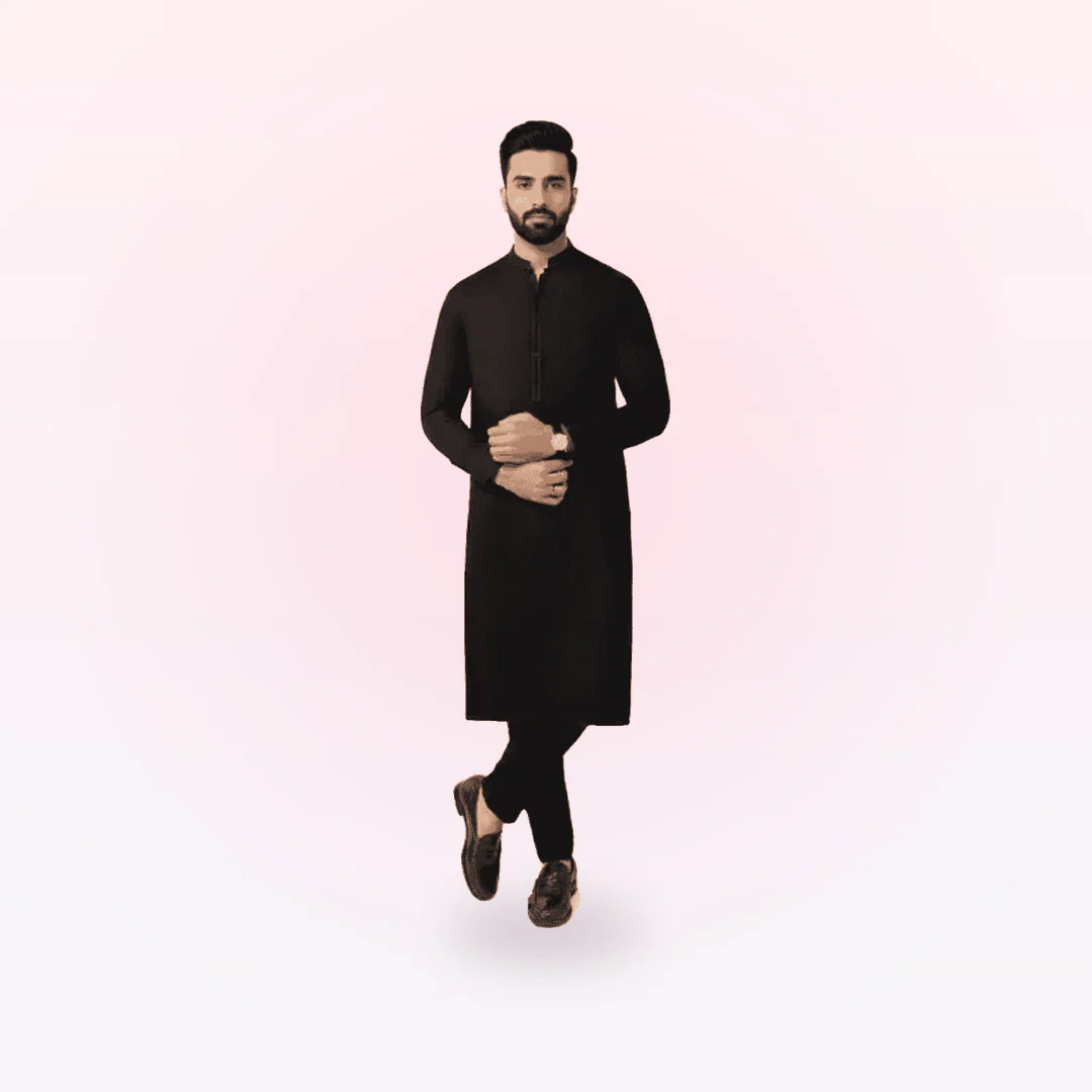 Black Blended Formal Kurta Trouser