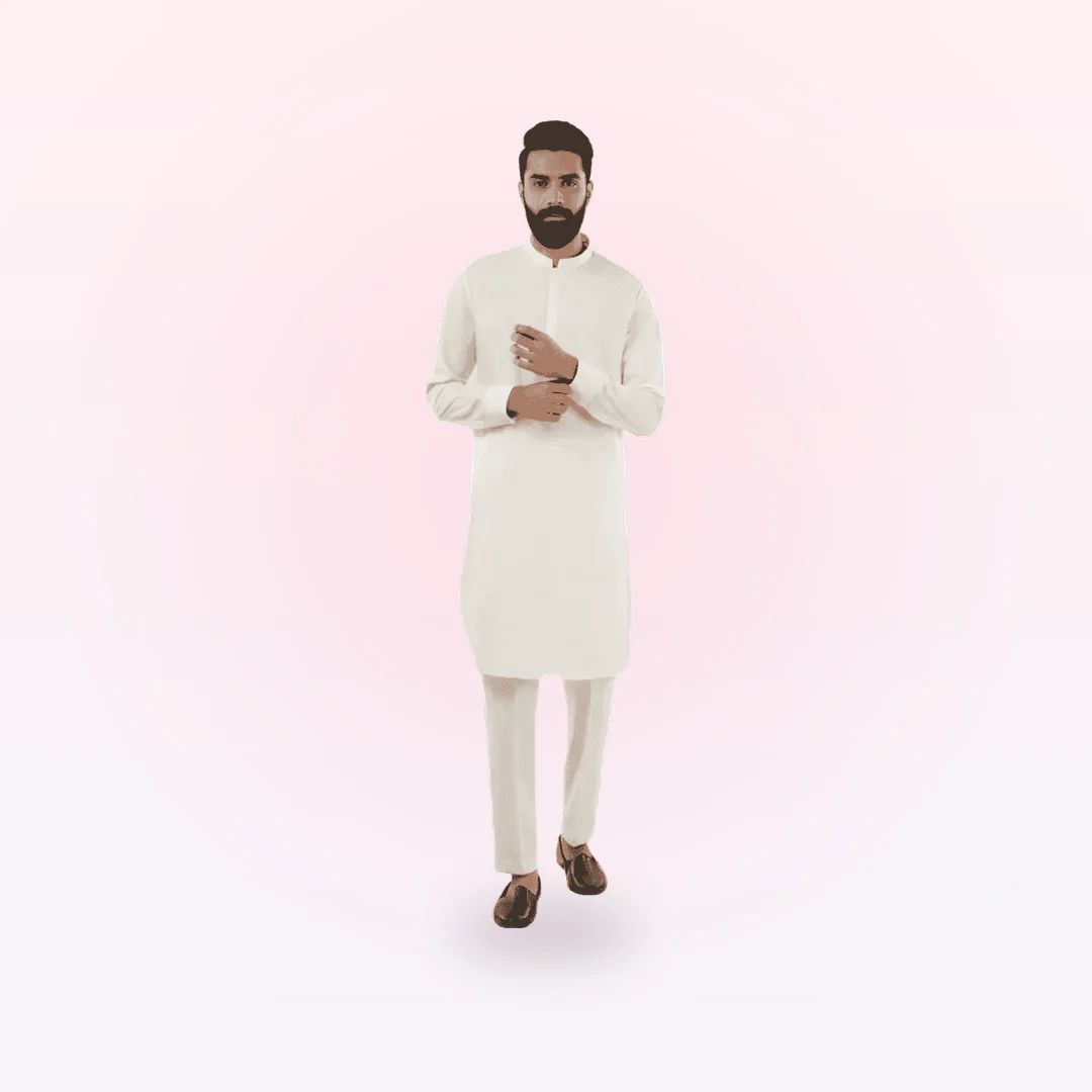White Plain Kurta Trouser