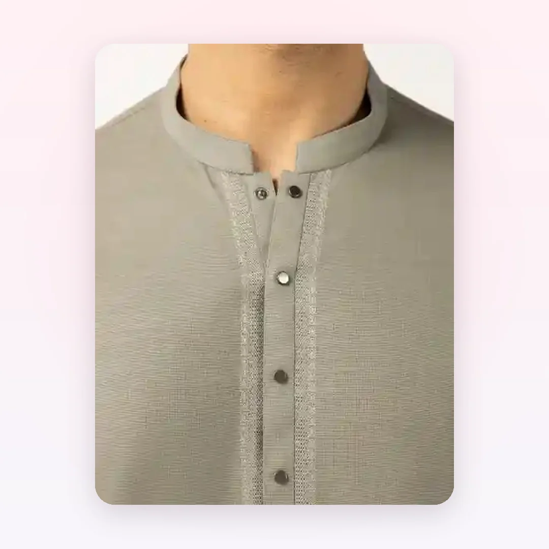Olive Cotton Semi-Formal Short Kurta, photo 3
