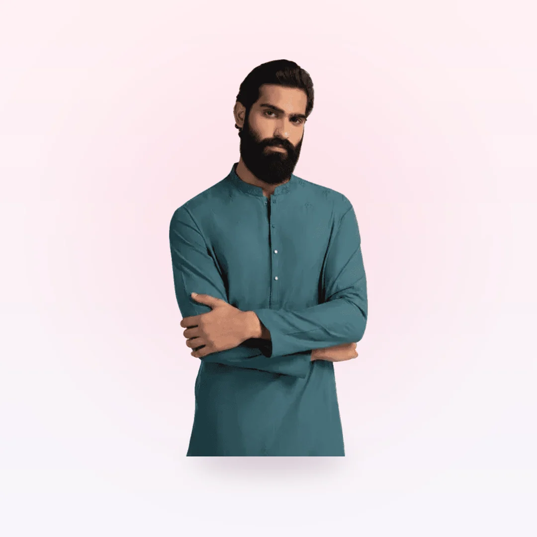 Jade Green Cotton Semi-Formal Kurta