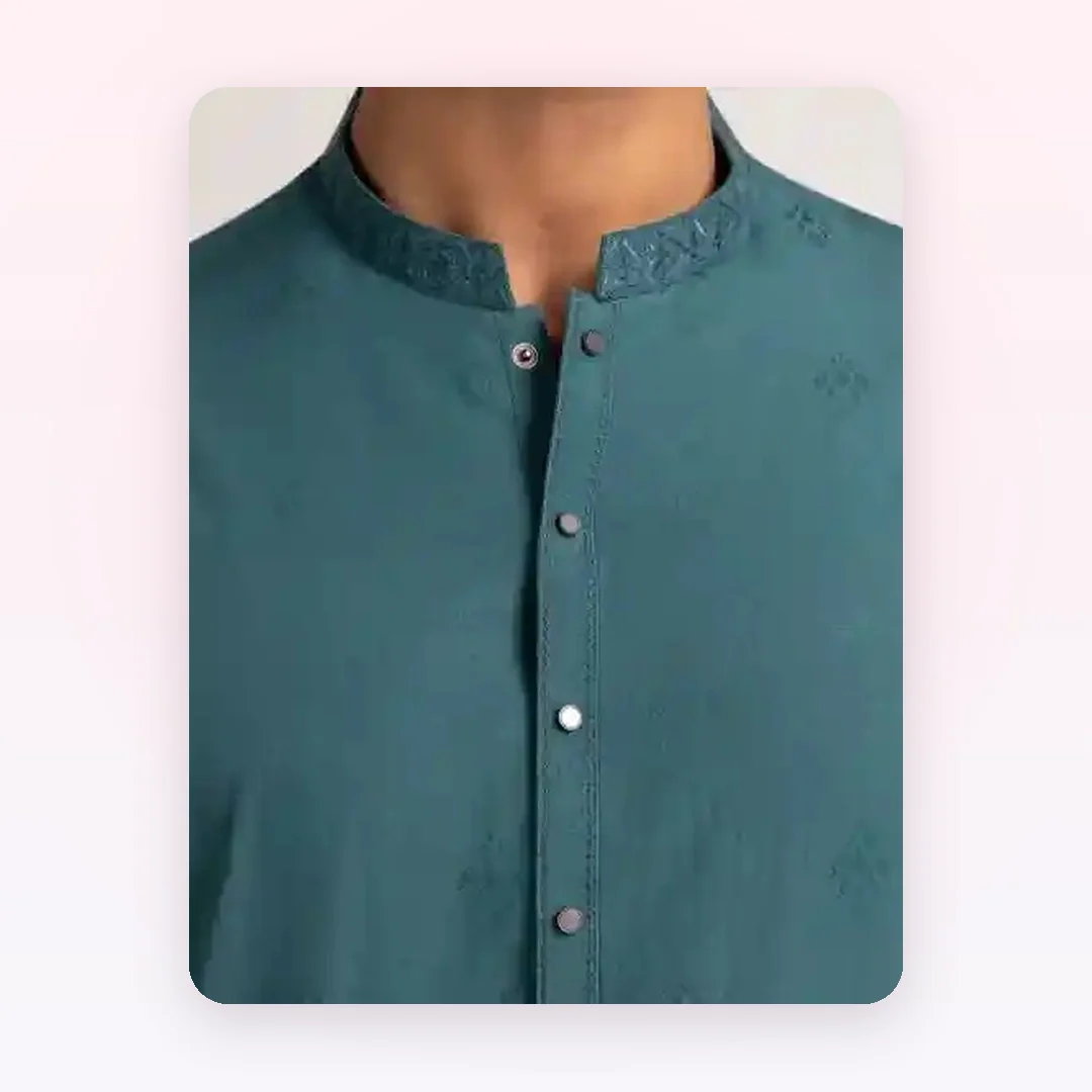 Jade Green Cotton Semi-Formal Kurta, photo 2