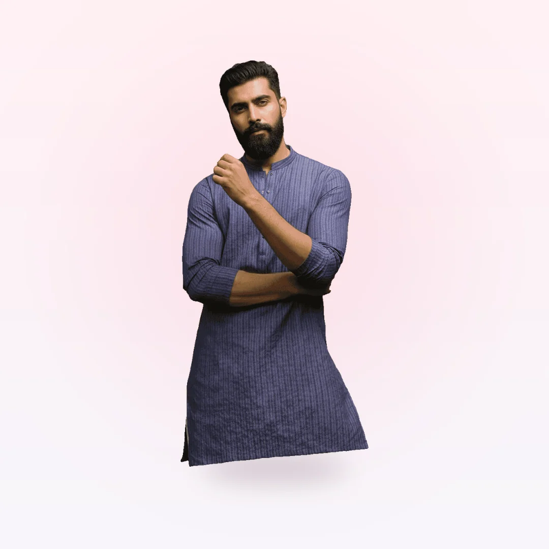 Dull Blue Cotton Short Kurta