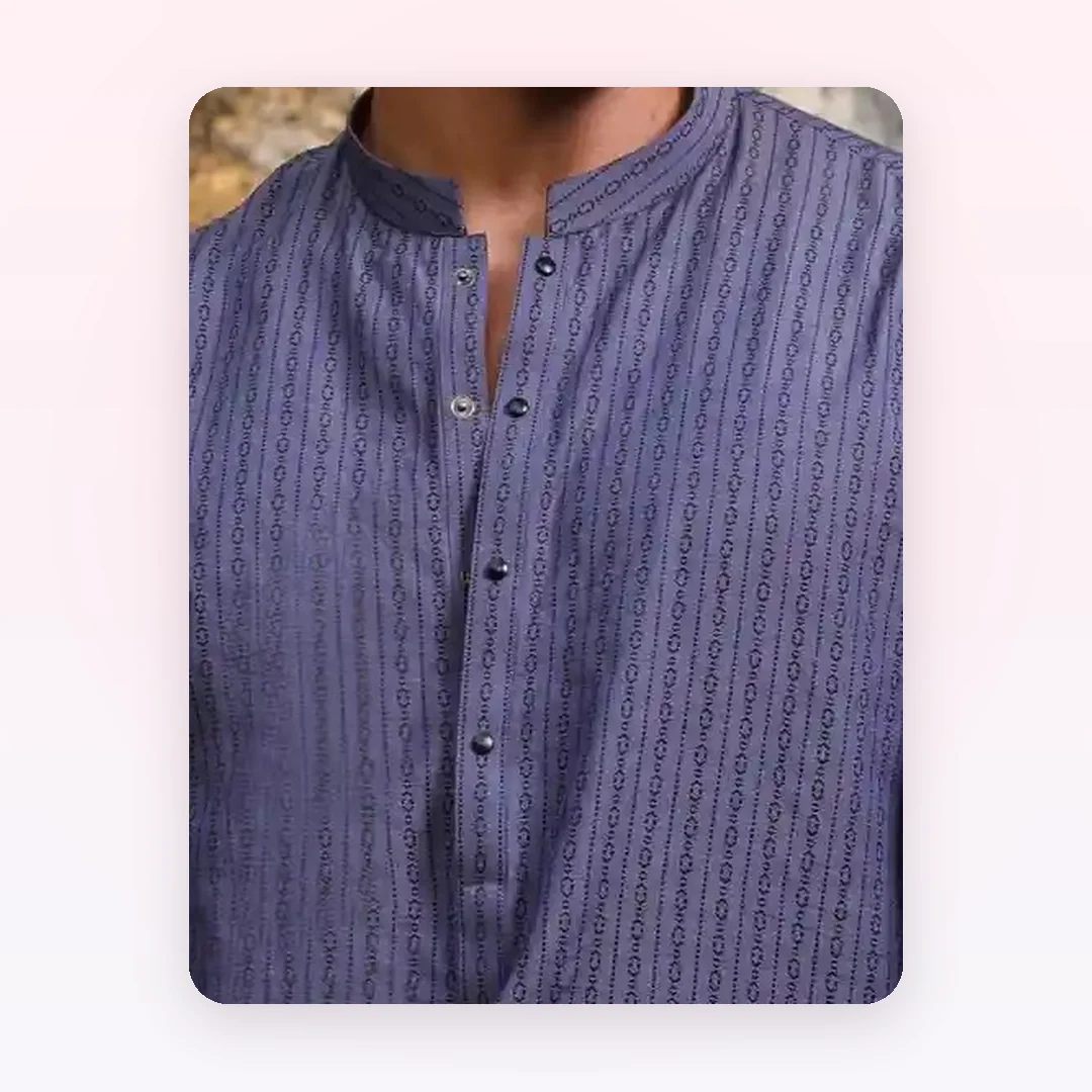 Dull Blue Cotton Short Kurta, photo 2