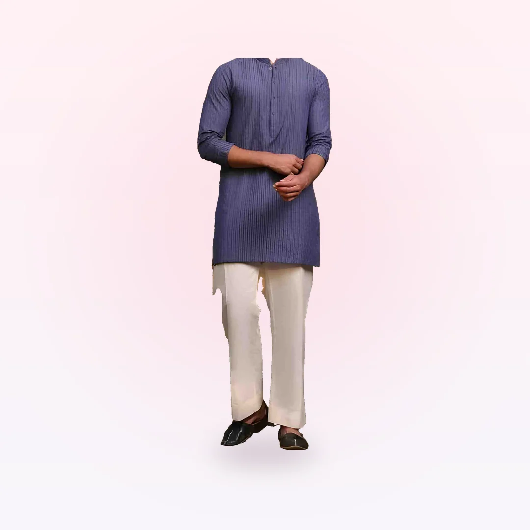 Dull Blue Cotton Short Kurta, photo 3