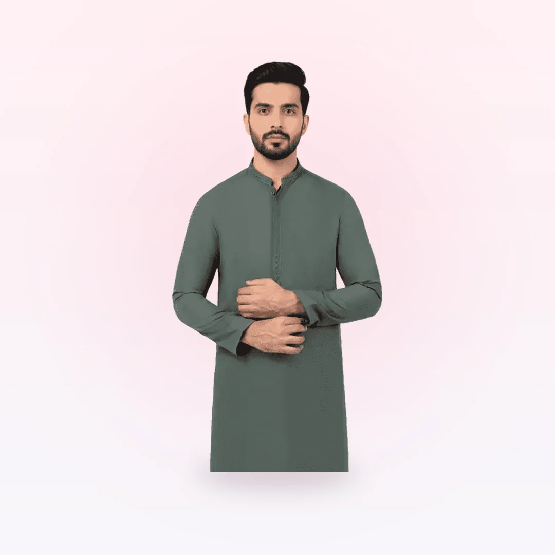 Green Semi-Formal Kameez Shalwar