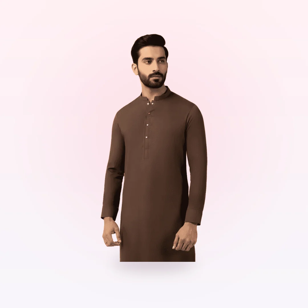 Brown Semi-Formal Kameez Shalwar