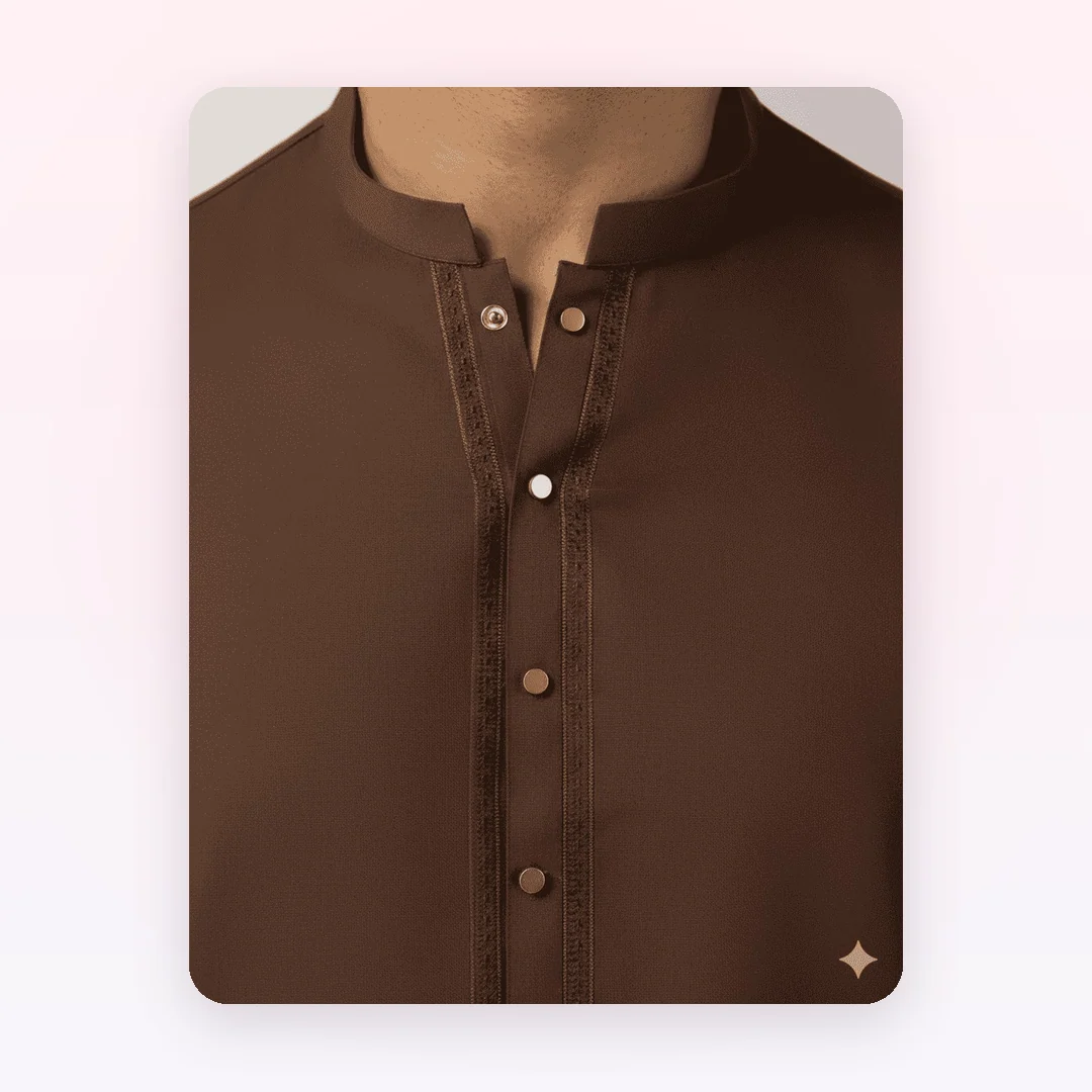 Brown Semi-Formal Kameez Shalwar, photo 3