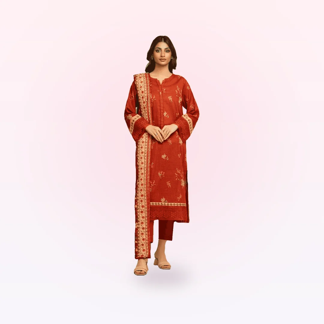 Unstitched Printed Zari Lawn Suit