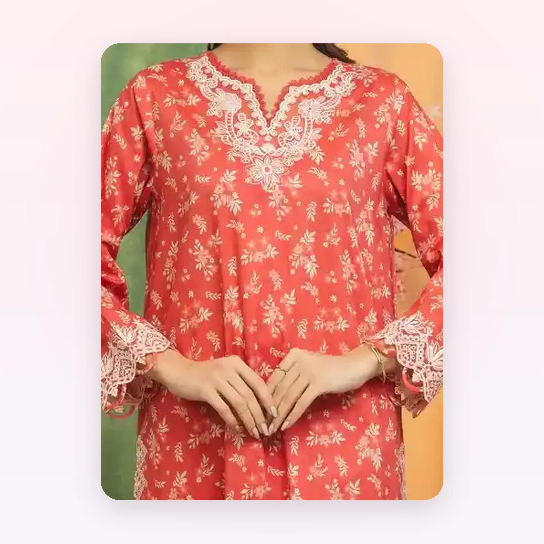 Unstitched Embroidered Lawn Shirt Trouser, photo 2