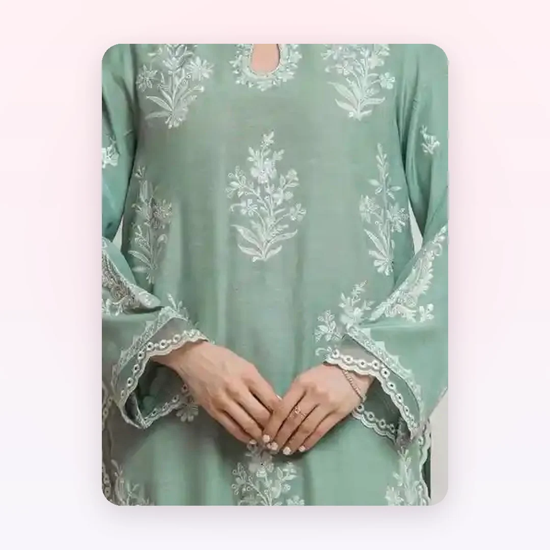 Unstitched Embroidered Karandi Suit, photo 2