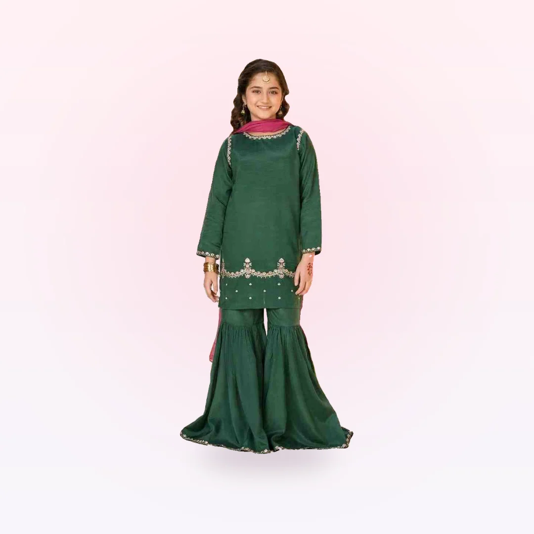 Embellished Kameez & Gharara With Dupatta (GPW-1151)