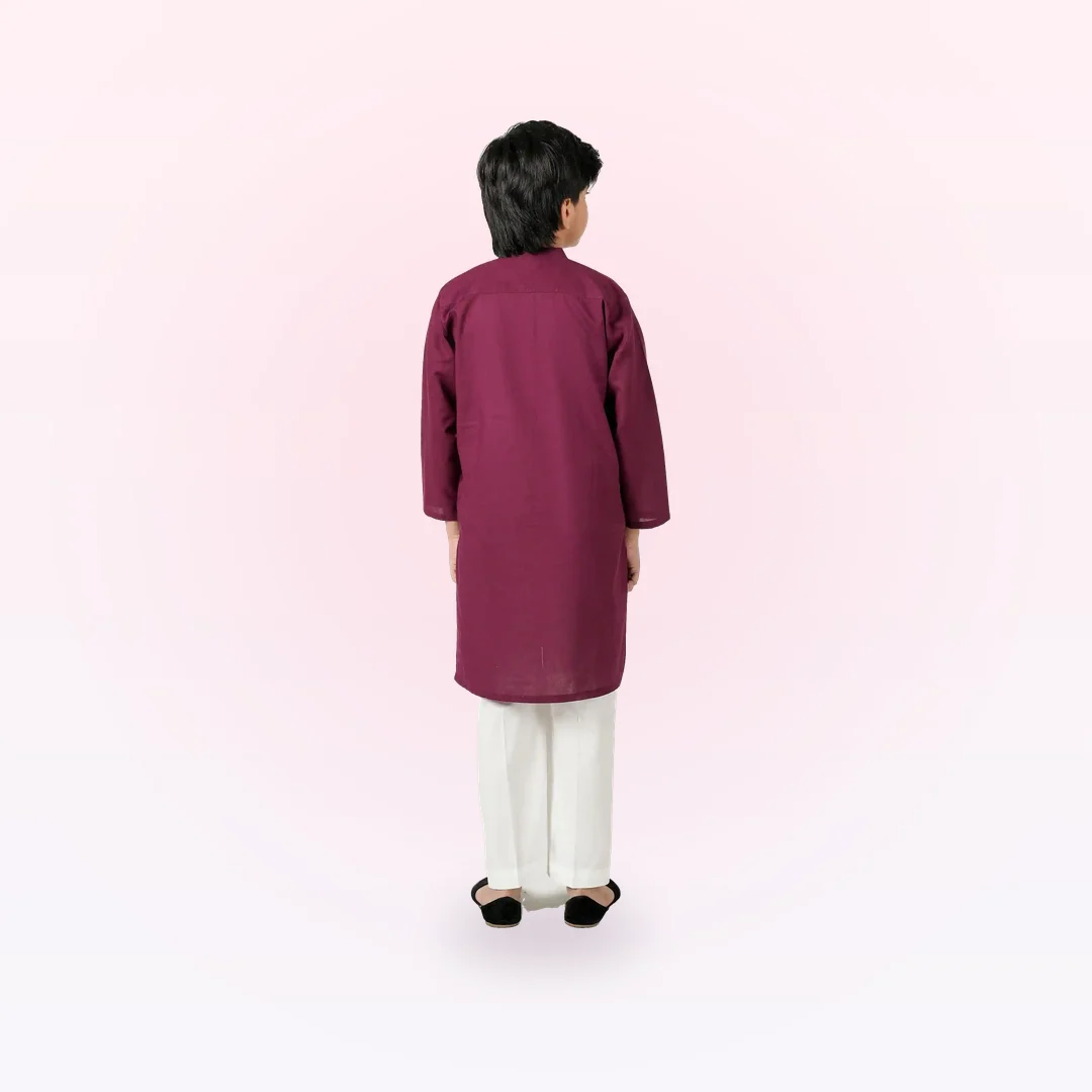 Boys Maroon Basic Kurta, photo 2