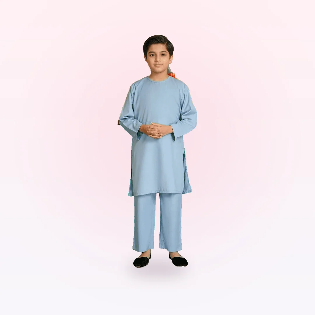 Boys Sky Kurta Trousers Set